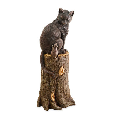 Cat and Mouse on Stump Statue