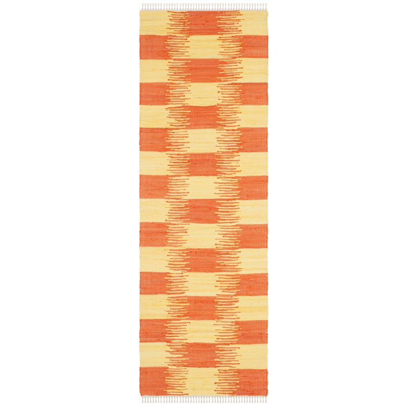 Tapis en coton tissé à la main Opie, Tapis de couloir 2 pi 3 po x 7 pi