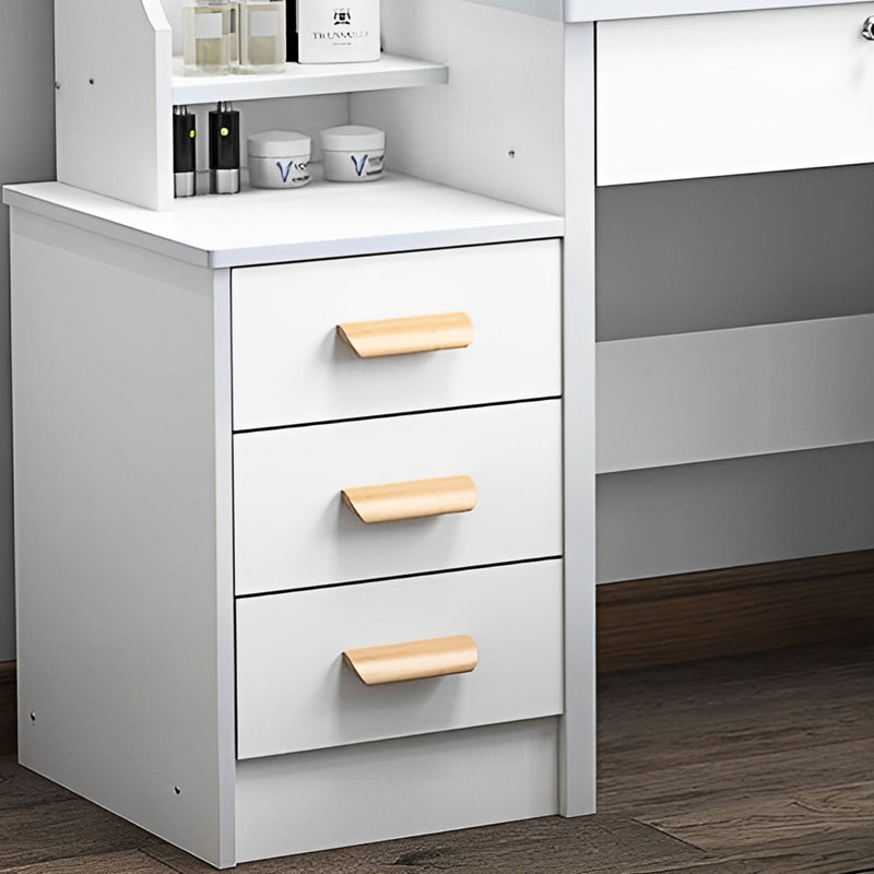 Bureau de meuble-lavabo avec miroir d'éclairage 3 couleurs - Espace de rangement spacieux, mode blanche et modes d'éclairage,