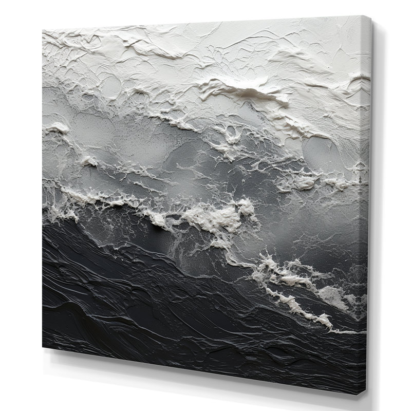Minimalisme, peinture en noir et blanc, art mural abstrait, salon, H 30 po x l 30 po x P 1 po, Toile tendue