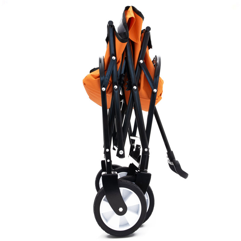 Chariot pliable à roulettes pliable avec roues, Orange, 37.4" H x 26" W x 17.3" D