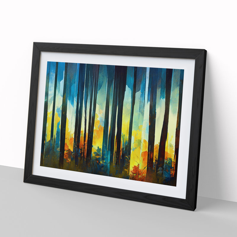 Ice Cool Abstract Forest Vol.5 - Single Picture Frame Painting, 46cm H x 64cm W x 2cm D, Black