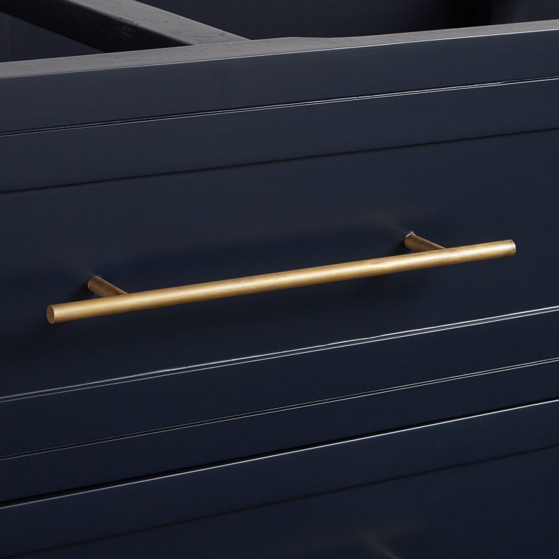 36" Robertson Single Bathroom Vanity Set with Rectangle Undermount Sink, Carrara Marble, 8" Widespread, Midnight Navy Blue
