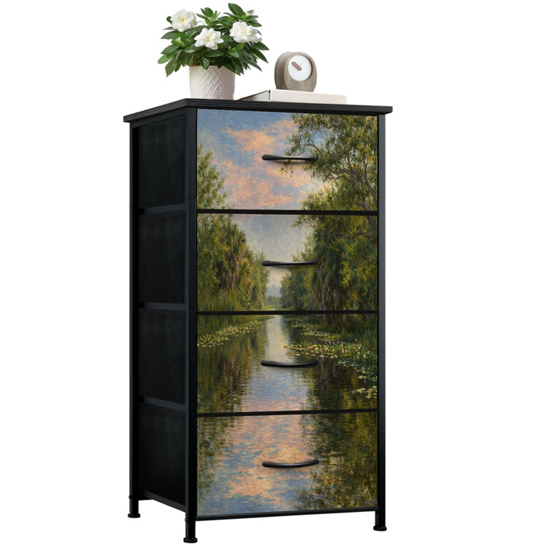 Commode pour chambre à coucher avec 4 tiroirs de rangement Everglades Sunset Wetland Water Canal Landscape Commodes