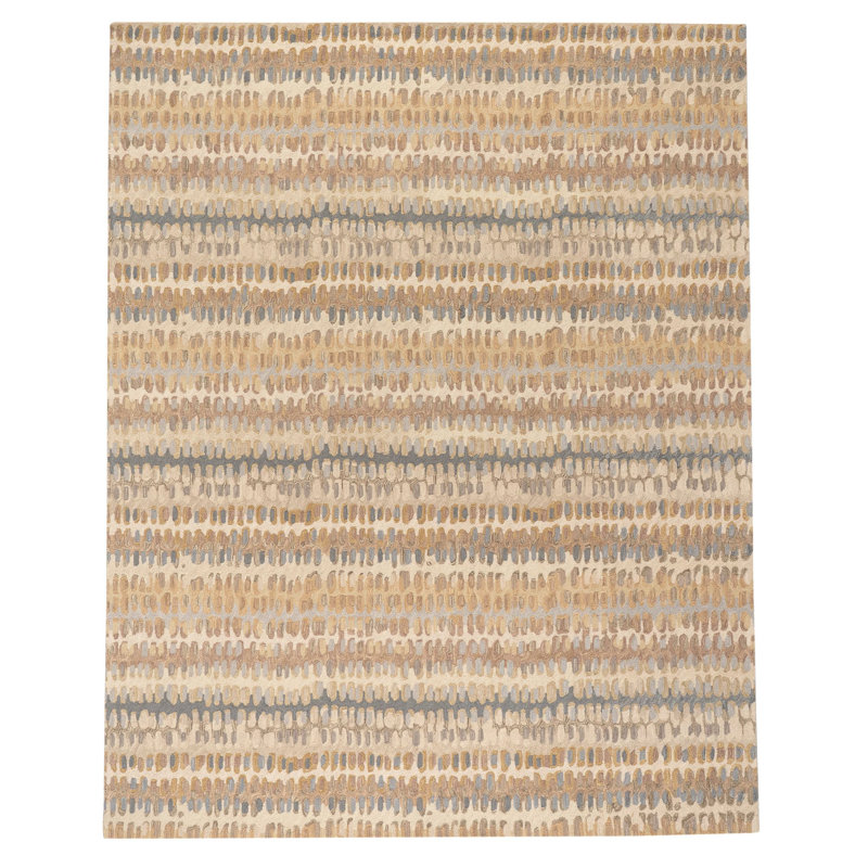 Tapis en laine naturel crocheté à la main Paint Chip, Rectangle 5 pi x 8 pi