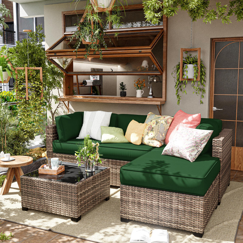 9 Pcs Outdoor Cushion Slipcovers All-Weather Patio Cushion Covers For Outdoor Furniture, Covers Only, Dark Green