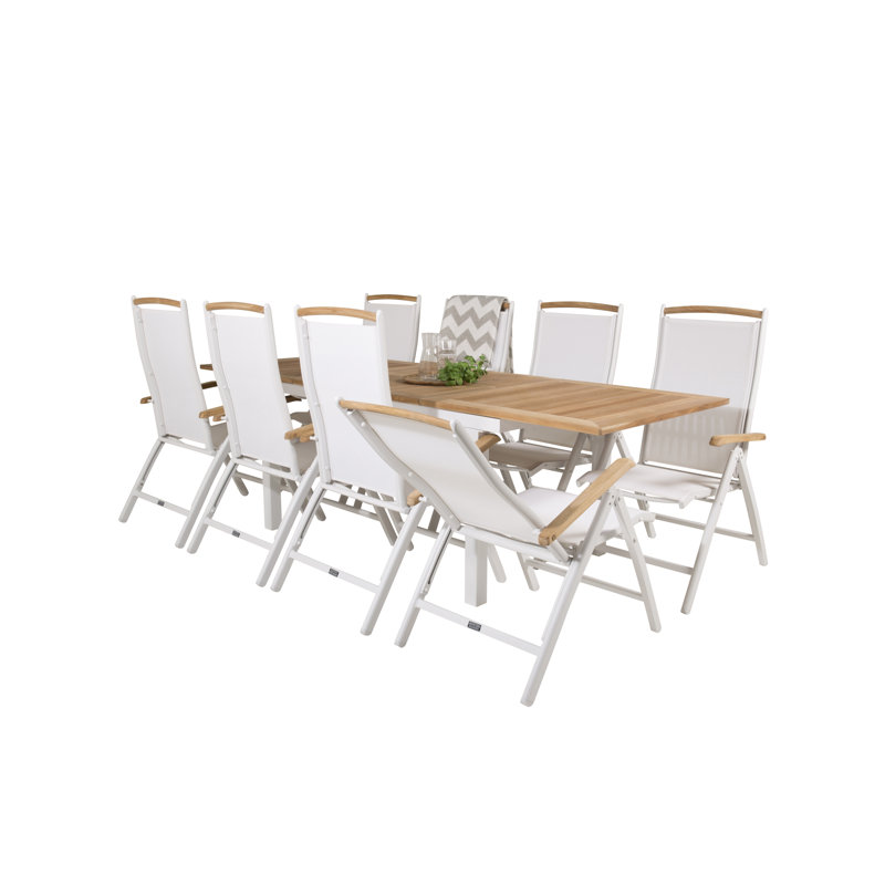 Navya 8 - Person Patio Dining Set with Extendable Rectangular Table