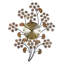 22" Copper Metal And Faux Crystal Silent Analogue Gingko Floral Wall Clock