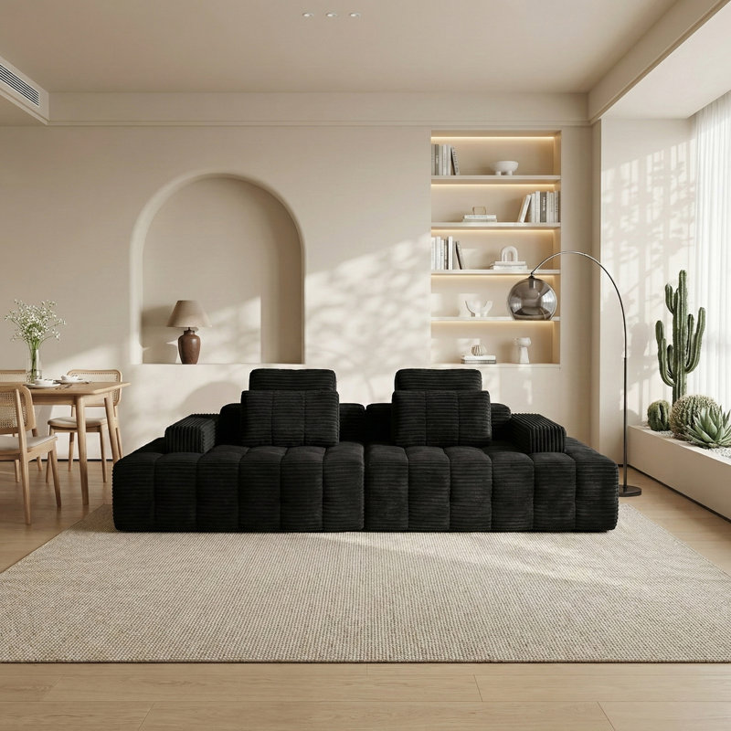 108" Cloud Modular Sectional Couch, Upholstered Compression Couches, Comfort Loveseat Sofa - No Assembly Required for Living Room Bedroom