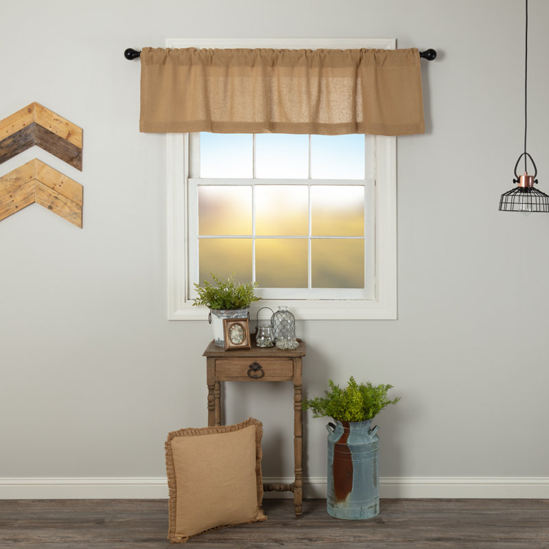 Roxane Cotton Tailored Window Valance, 60" W x 16" L, Natural