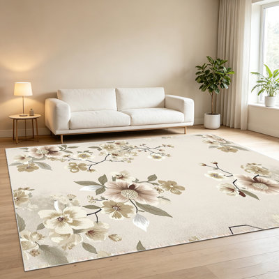 Tapis floraux de 1 pièce pour le salon, doux et confortable, convenant à toutes les saisons, facile à entretenir, tapis de sol intérieur lavable à la machine, sous la ferme pour table, salle à manger, bureau, couloir, patio, décoration intérieure, décoration extérieure .