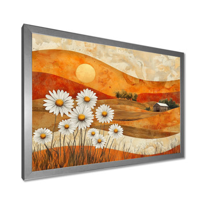 Marguerites fleurs grange paysage audacieux I - marguerites Art mural