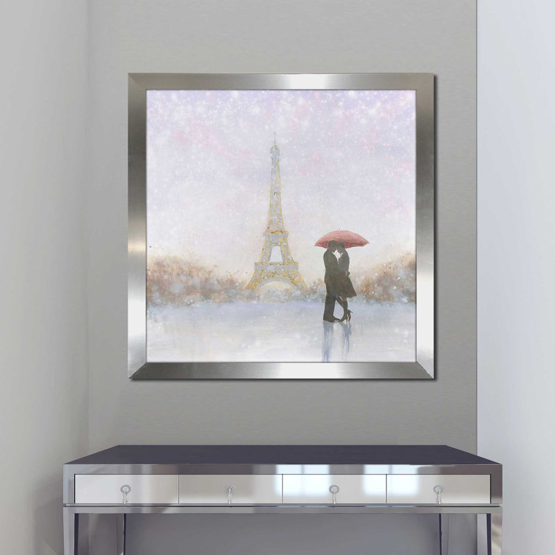 «Eiffel Romance (Square)» par Marco Fabiano, reproduction, Encadrement argenté, H 37,5 po x l 37,5 po x P 1 po