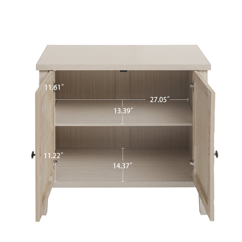 Armoire de rangement sculptée à 2 portes avec tablette réglable pour le salon, le couloir et la cuisine, Natural