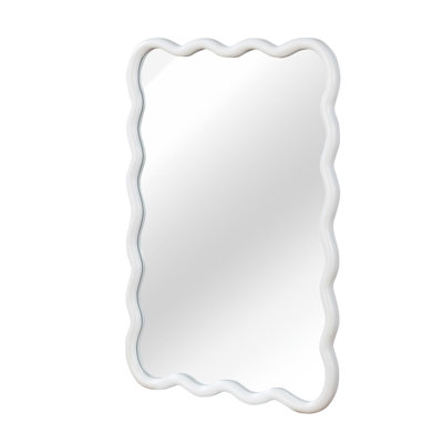 Wavy Rectangle Solid Wood Frame Decorative Mirror
