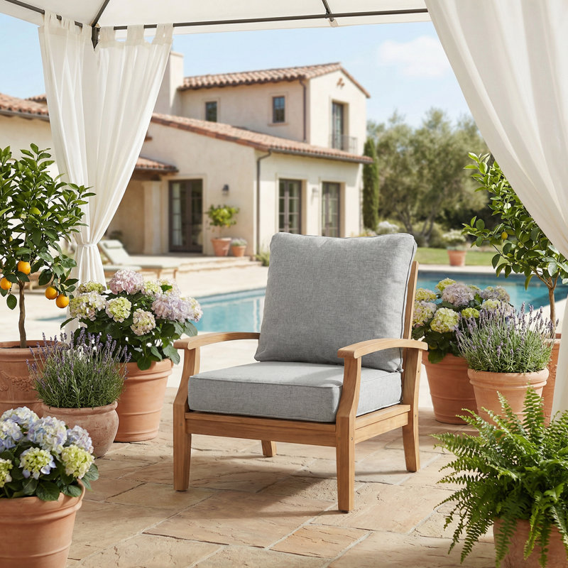  Outdoor Seat/Back Cushion, Light Gray, 22" W x 24" D