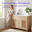 Meuble-lavabo en rotin naturel 48 po avec 5 tiroirs et lavabo en céramique UnaNoxa