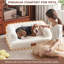 Canapé-lit en faux peau de mouton pour grands chiens pesant jusqu'à 70 lb, sans canapé orthopédique surélevé pour animal de compagnie, canapé-lit confortable de style meuble, blanc