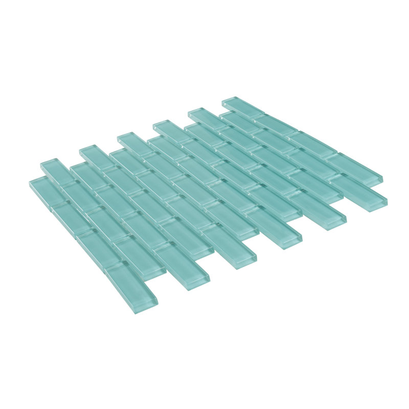 11.9"X 11.9" Polished Glass Brick Tile, Light Blue