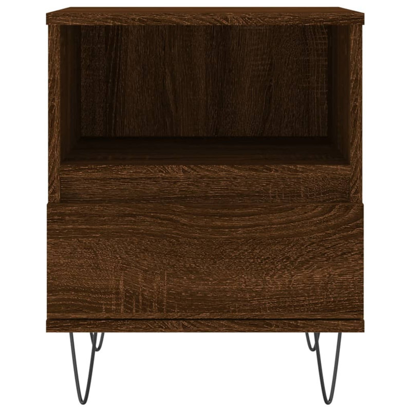 Ebenier 40 cm W Bedside Table, Brown Oak, Set of 2