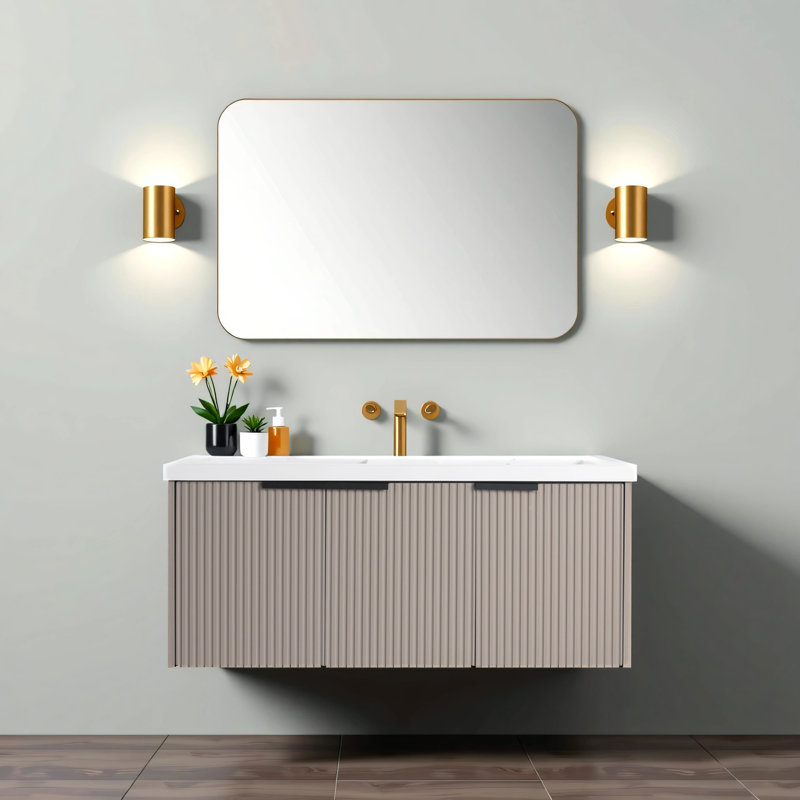 48-inch Wall Mount Bathroom Vanity, Khaki