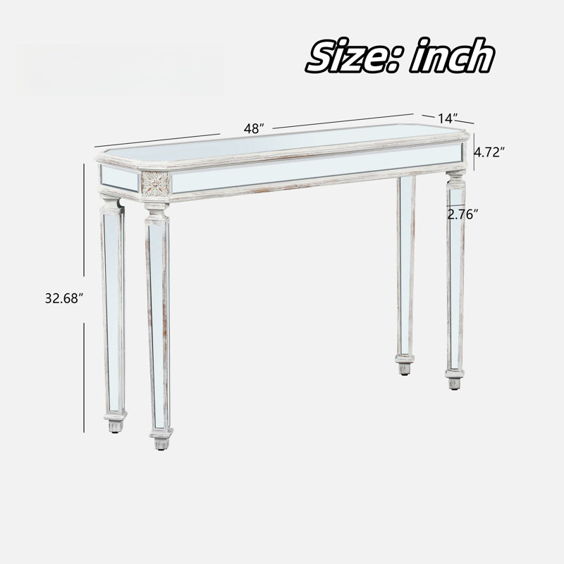Mirror Console Table With Vintage Wood Grain Carving Process