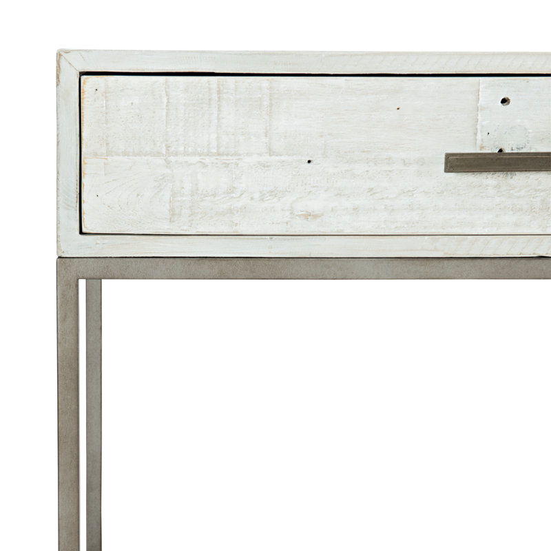 Alvar - Drawer Steel Nightstand, Highland Park - Brushed White Finish