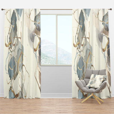 Gold Glam Squares VI - Abstract Curtain - Velvet Room darkening - 1 panel