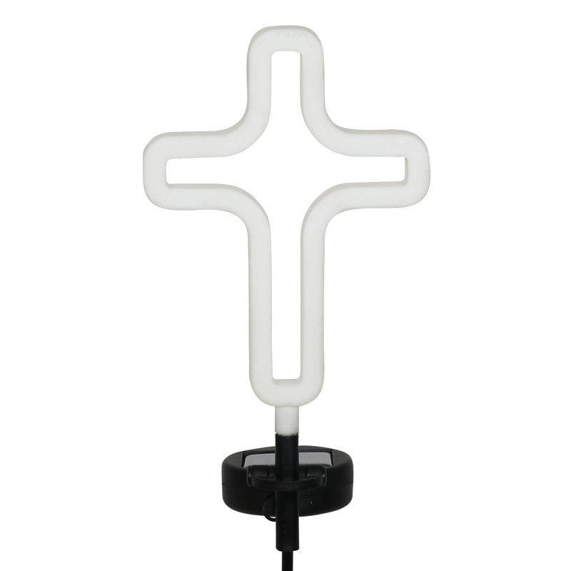 White Solar LED Cross Garden Stake Light