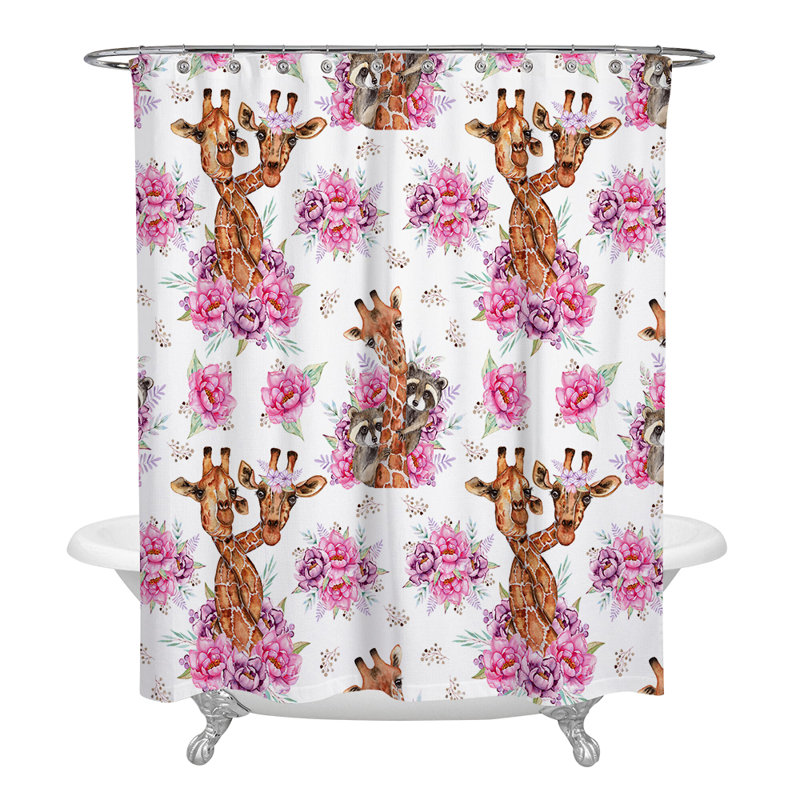 Rideau de douche simple à motif floral, H 83 po x l 70 po