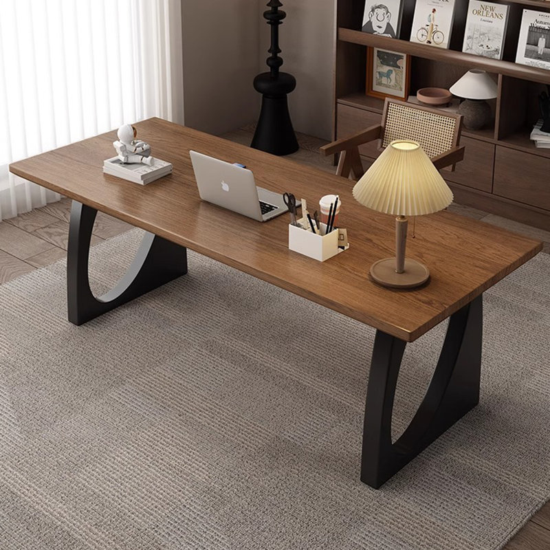 Bureau d'écriture rectangulaire en bois massif brun noisette, H 29,53 po x l 78,74 po x P 31,5 po