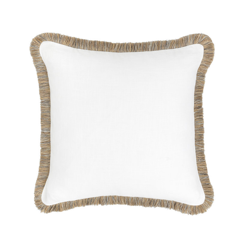 Cara Fringe Linen Blend Throw Pillow, Square, 24"H x 24"W