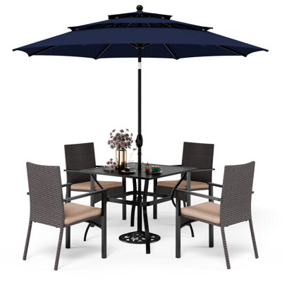 Alyah 4 - Person Patio Dining Set with Square Table , Cushions Included