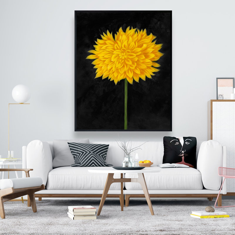 Yellow Chrysanthemum - Rustic Framed Canvas for Home Decor