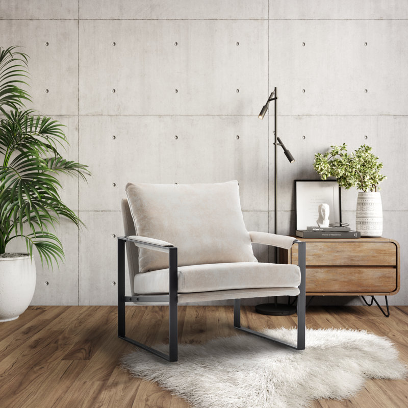Accent Chair, Cream Microsuede