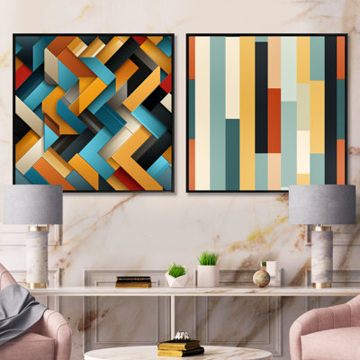 Jase - Abstract Shapes Square Collage Set Of 2