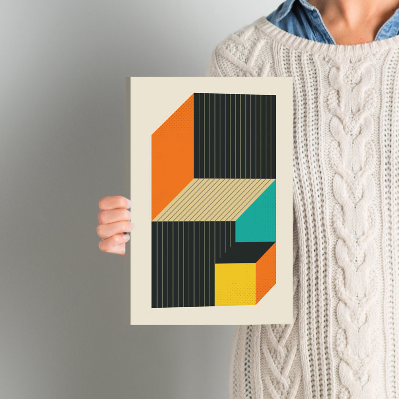 «Cubes VI» par Jazzberry - reproduction sur toile tendue, H 60 po x l 40po x P 1,5 po