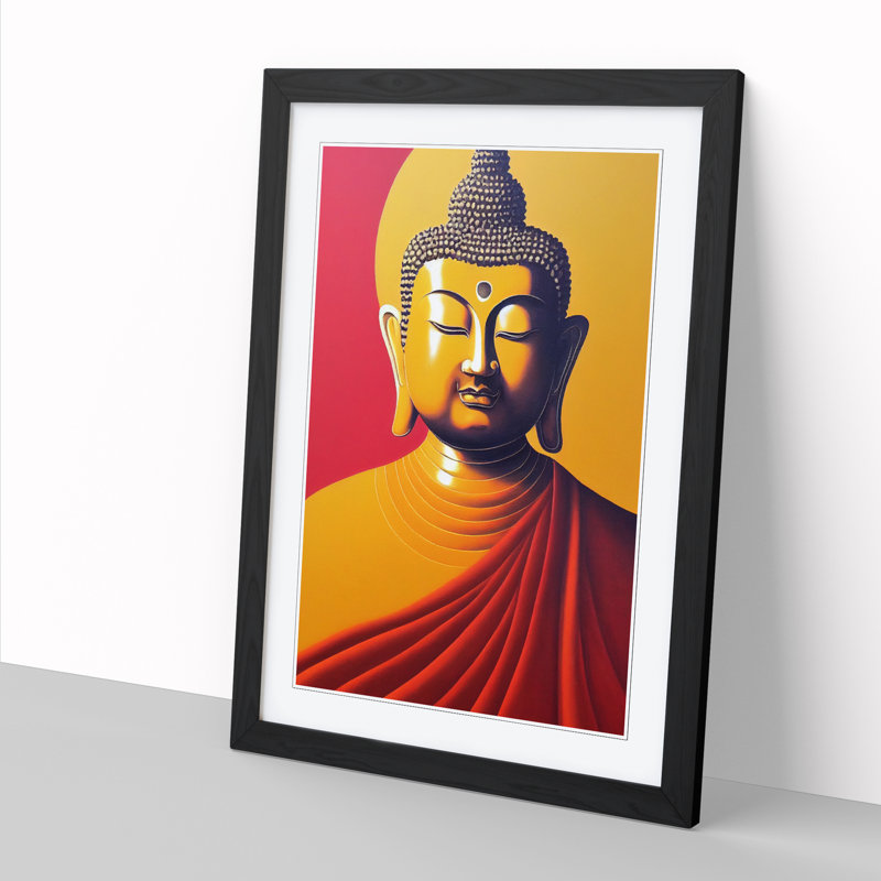 Buddha Mandala - Single Picture Frame Print, 46cm H x 34cm W, Walnut Framed