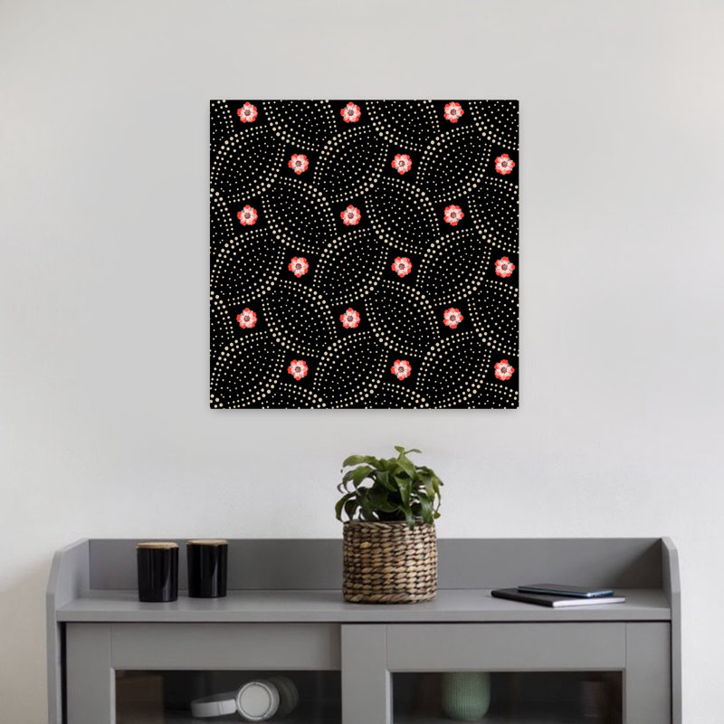 Art mural de fleurs de cerisier à pois tissés et Ditsy, H 18 po x l 18 po
