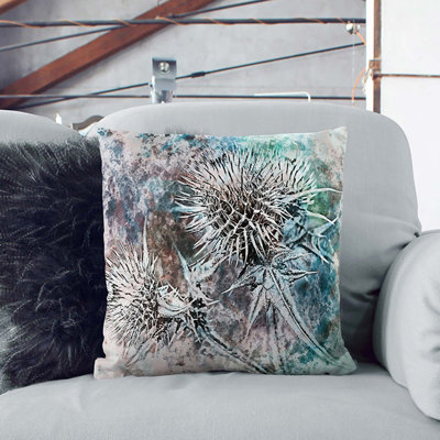 Thistle Flower Cushion with Filling