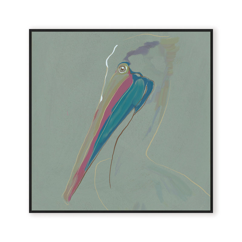 Coastal Retreat Coastal Drift: Pelican, 16" H x 16" W, Framed Canvas, Gold