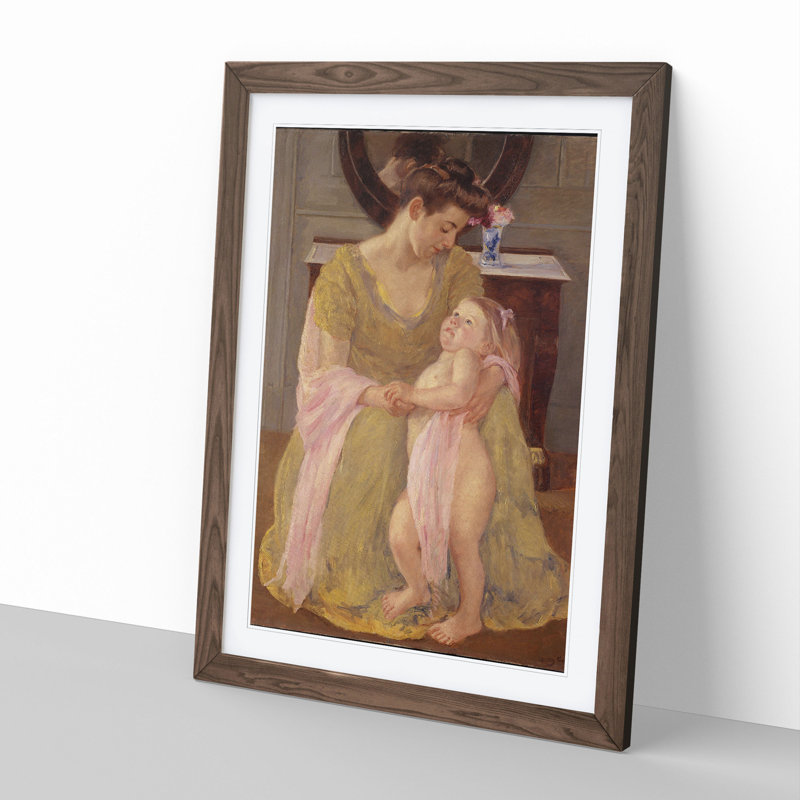 Mother and Child Vol.6 by Mary Cassatt - Picture Frame Painting, Walnut Framed, 65cm H x 48cm W x 2cm D