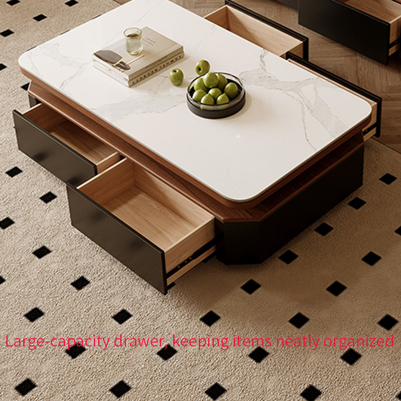 Table basse Minimalist Storage, Blanc / Gris, Noir, H 16,53 po x l 55,11 po x P 27,55 po