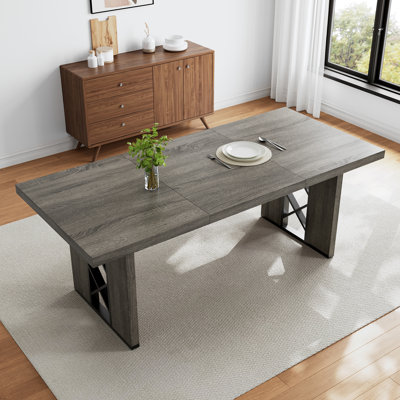 Rectangular Kitchen Dining Table For 6-8 People, Modern Farmhouse Style Dining Table, Suitable For Restaurants, Kitchens, And Living Rooms. by Ebern Designs