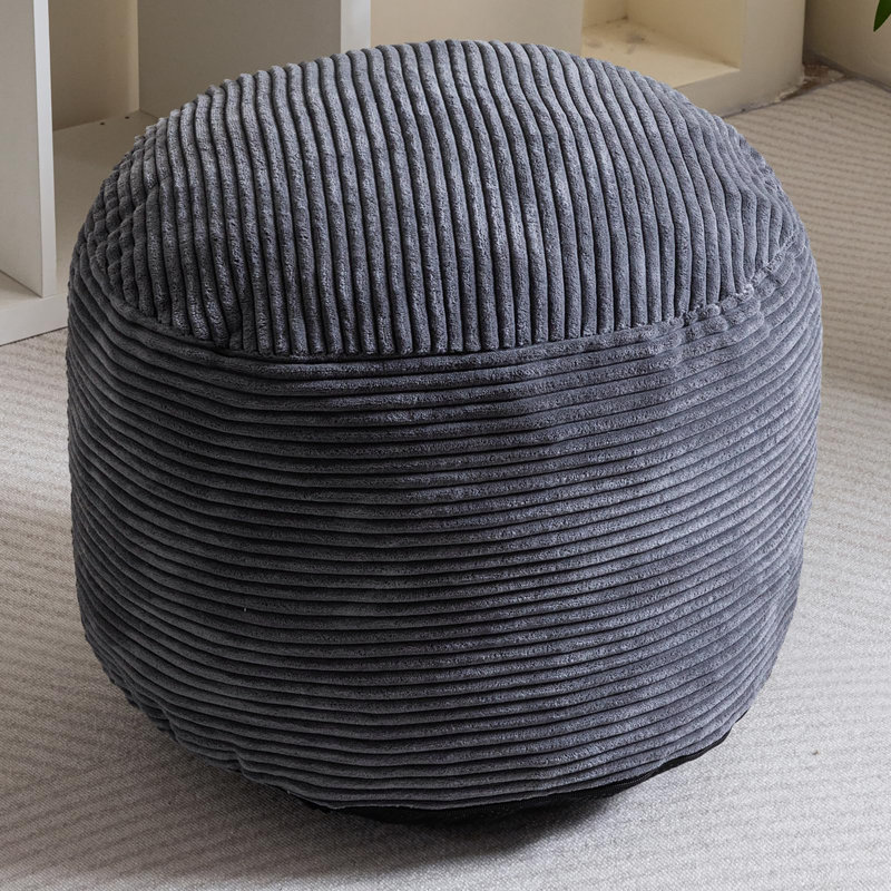 Pouf rond rembourré, Gris foncé