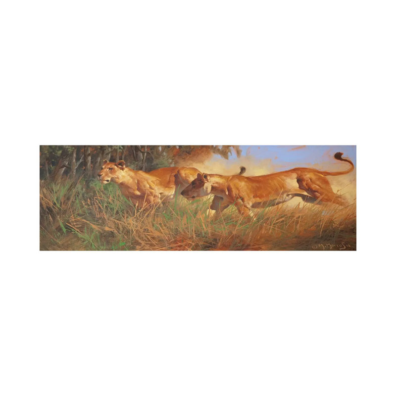 Hunting by Maher Morcos - Wrapped Canvas Panoramic Gallery-Wrapped Canvas Giclée, 30.48 cm H x 91.44 cm W x 3.175 cm D