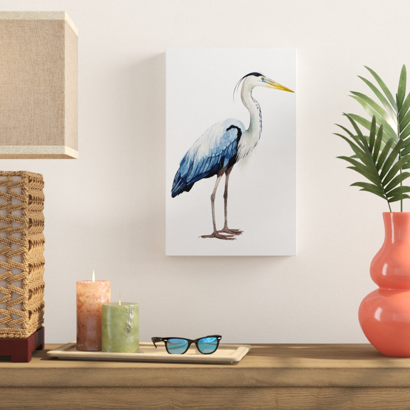 « seabird héron ii », reproduction de peinture à l’acrylique sur toile tendue, H 19 po x l 12 po x P 2 po