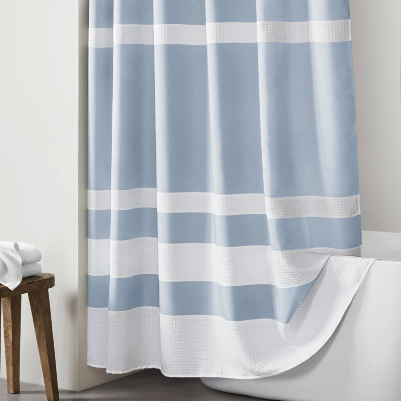 Rideau de douche gaufré de type spa avec traitement 3M, Bleu clair, H 72 po x l 72 po