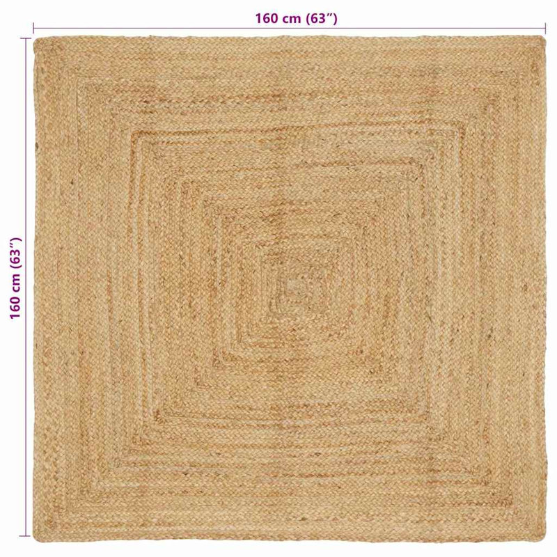 Rectangle Linen Hand Hooked Area Rug, Square 160 cm