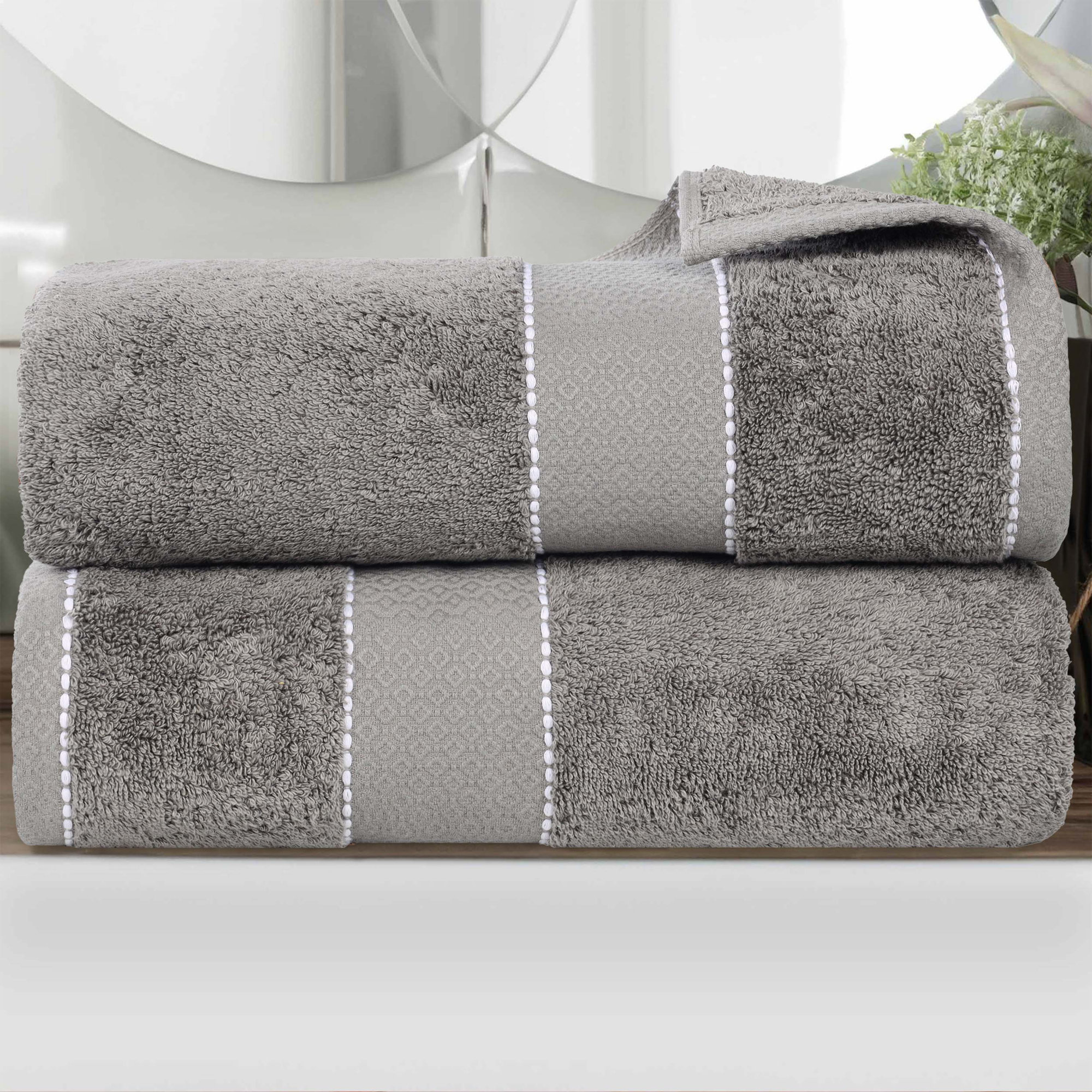 Abrianna Egyptian Giza Cotton Bath Sheet, Charcoal